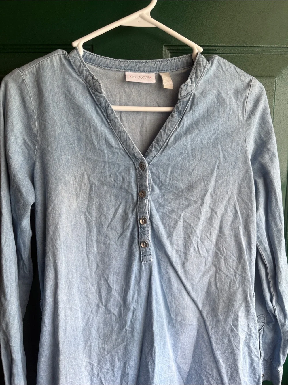The Children's Place Light Blue Long-Sleeve Jean Dress